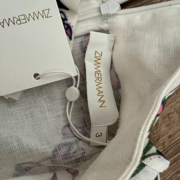 Zimmerman Lovestruck Resort Mini Linen Dress Sz 3 Brand New With Tags! - Picture 8 of 9